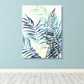 Twilight-palmen - Tropische bladeren Canvas Afdruk (Insitu (Houten vloer))