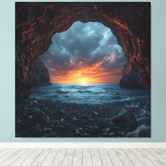 Twilight Refuge - Ocean Horizon beroemd gemaakt do Canvas Afdruk (Insitu (Houten vloer))