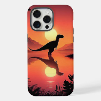 Twilight Roar – Dinosaur Silhouette bij het meer iPhone 15 Pro Max Hoesje