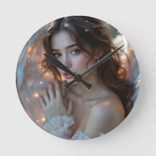 Twilight Seraph – Glanzende Engel van het Avondlic Ronde Klok