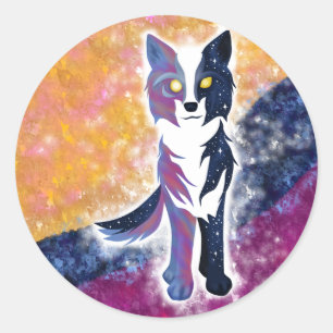 Twilight Sky Wolf Ronde Sticker