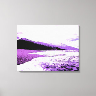 Twilight-strand in viool en paars canvas afdruk