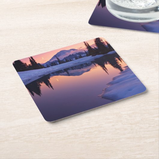 Twilight, Tarn en Crescent Moon Vierkante Kartonnen Onderzetter (Schuin)