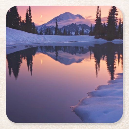 Twilight, Tarn en Crescent Moon Vierkante Kartonnen Onderzetter (Voorkant)