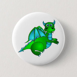 Twilight-vlucht - Cute Green & Blue Dragon Ronde Button 5,7 Cm