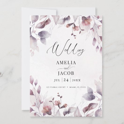 Twilight watercalor invitation verte moderne (Devant)