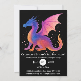 Twilight Winged Dragon verjaardagsuitnodiging Kaart