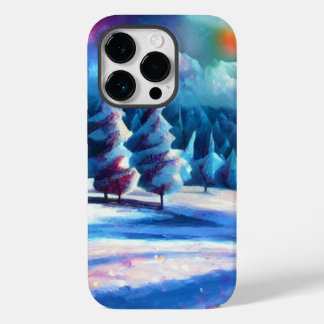 Twilight Winter Wonderland met een gloeiende hemel Case-Mate iPhone 14 Pro Hoesje