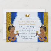Twin African American Prince Baby shower Kaart (Achterkant)
