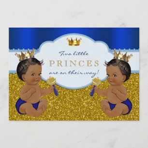Twin African American Prince Baby shower Kaart