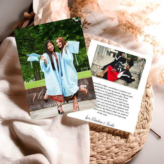 Twin Afstuderen Photo Afstuderen Dank u kaart