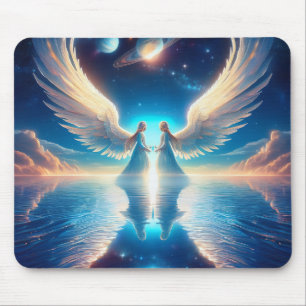 Twin Angels in de wolken Mousepad Muismat