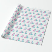 Twin Aqua en Pink Dinosaur Cadeaupapier (Uitgerold)