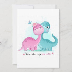 Twin Aqua en Pink Dinosaur Uitnodiging