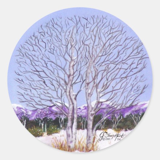 Twin Aspens Ronde Sticker (Voorkant)