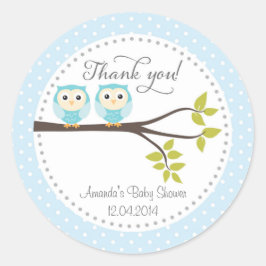 Twin Baby Boys Uilen Baby shower Sticker