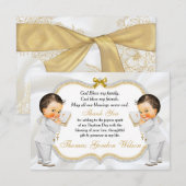 Twin Baby Boys ys Baptism Communion Merci (Devant / Derrière)