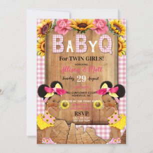 Twin Baby Meisjes Roze Zonnebloem Baby Q Barbecue Kaart