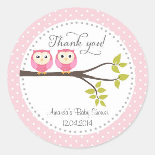 Twin Baby Meisjes Uilen Baby shower Sticker