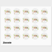 Twin Baby Owls Ronde Sticker (Vel)