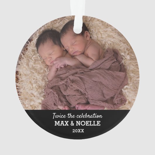 Twin Baby Photo | Eerste Kerstdag Ornament (achterkant)