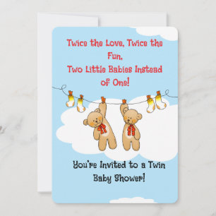 Twin Baby shower Beren Uitnodiging