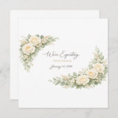 Twin Baby Shower Invitation Botanical Greenery Flo (Devant / Derrière)