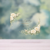 Twin Baby Shower Invitation Botanical Greenery Flo Acryl Bord (Neutraal)