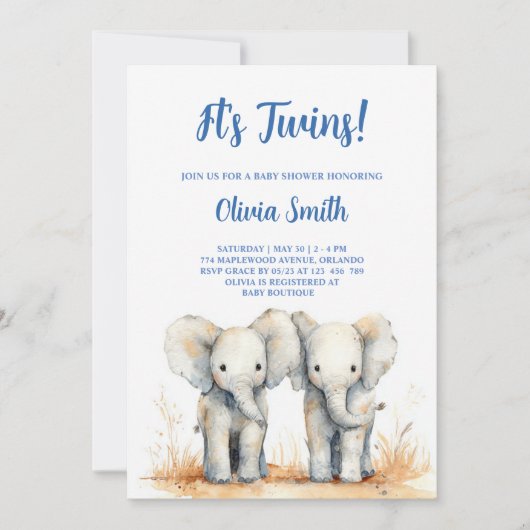 Twin Baby Shower Invitation – Double the Joy Baby  (Devant)