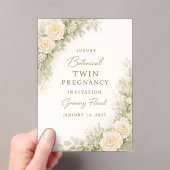 Twin Baby Shower Invitation – Elegant Botanical Fl (In situ (ordinateur de poche))
