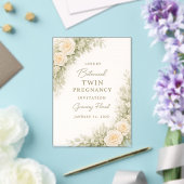 Twin Baby Shower Invitation – Elegant Botanical Fl (Insitu (Mariage))