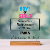 Twin Baby shower Rose Blue Maman to Be NAME (Neutre)