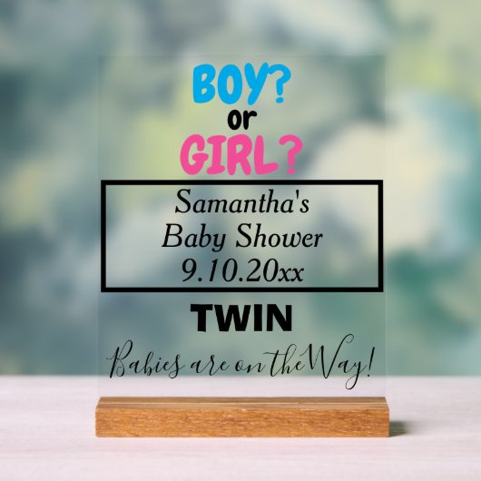 Twin Baby shower Rose Blue Maman to Be NAME (Neutre)