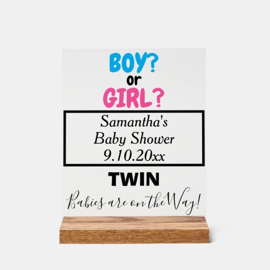 Twin Baby shower Rose Blue Maman to Be NAME (Recto)