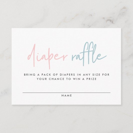 Twin baby shower roze blauw moderne luierverloting informatiekaartje (Voorkant)