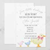 Twin Baby shower Uitnodiging, twee eendjes Kaart (Voorkant / Achterkant)