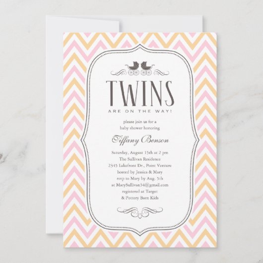 Twin Baby Shower Uitnodigingen (Voorkant)
