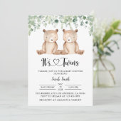 Twin Bears Baby Shower Invitations (Debout devant)