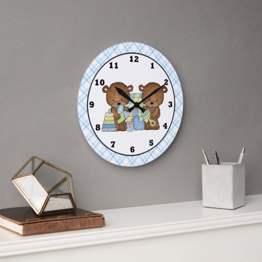 Twin Bears Baby's chambre horloge murale (Bureau)