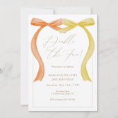 Twin Birthday Invitation Double the Fun Watercolor (Devant)
