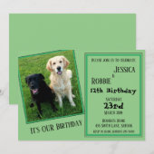 Twin Birthday Labrador Dog Kaart (Voorkant / Achterkant)