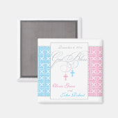 Twin Boy and Girl Baptism Faveur - Magnet (Recto/Verso)