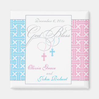 Twin Boy and Girl Baptism Faveur - Magnet