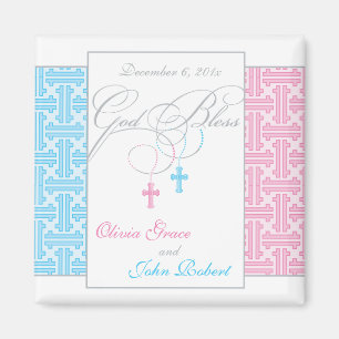 Twin Boy and Girl Baptism Favor - Magnet Magneet