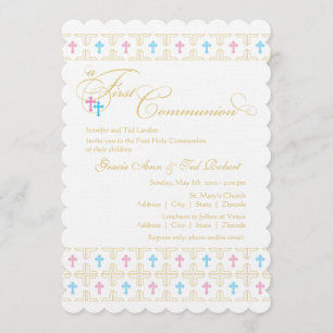 Twin Boy and Girl First Community Invitation Kaart