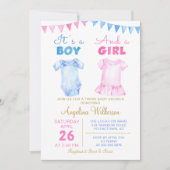 Twin Boy and Girl Pink Blue Baby shower Invitation (Devant)