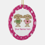 Twin Boy and Girl Pink Kerstkeepomwille Gift Keramisch Ornament (Rechts)
