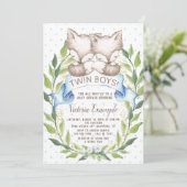 Twin Boy Baby Shower Invitations Avec Renards (Debout devant)