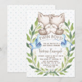 Twin Boy Baby Shower Invitations Avec Renards (Devant / Derrière)