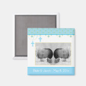 Twin Boy Baptême / Faveur du baptême - Magnet phot (Recto/Verso)